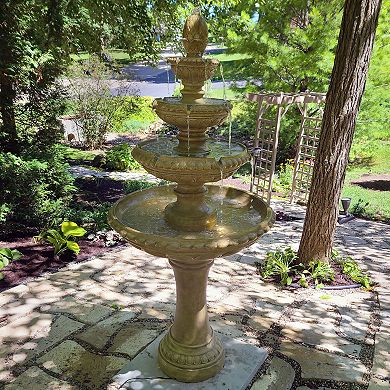 Sunnydaze Electric Eggshell Resin Outdoor 4-Tier Water Fountain