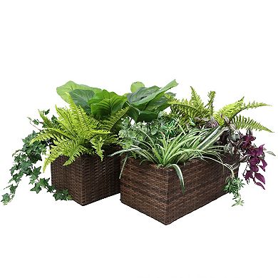 Sunnydaze 2-section Polyrattan Rectangle Planter Boxes