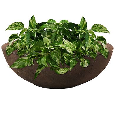 Sunnydaze 21 in Percival Round Polyresin Planter with UV-Resistance - Sable