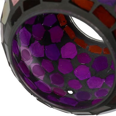 Sunnydaze Round Mosaic Fly-Through Hanging Bird Feeder - 6 in - Purple