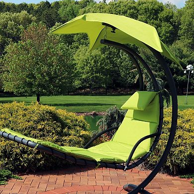 Sunnydaze Outdoor Hanging Lounger Replacement Cushion and Umbrella - Green