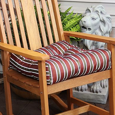 Sunnydaze Outdoor Square Tufted Seat Cushion - Red Stripe - Set of 2