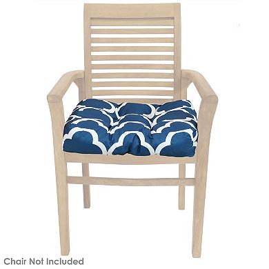 Sunnydaze Outdoor Square Tufted Seat Cushion - Navy/White - Set of 2