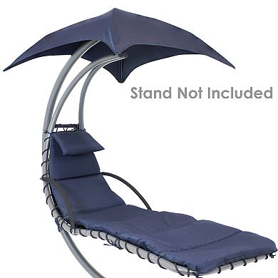 Sunnydaze Outdoor Hanging Lounger Replacement Cushion and Umbrella - Navy