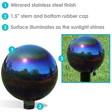 Sunnydaze Mirrored Glass Gazing Globe - 10 in - Rainbow - Set of 2