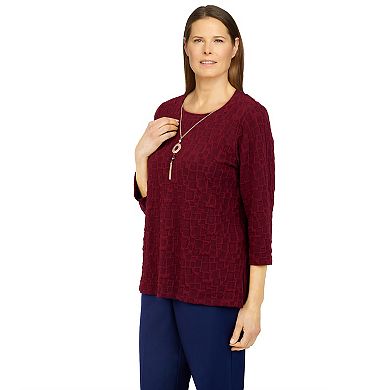 Plus Size Alfred Dunner Sloane Street Solid Box Texture Top