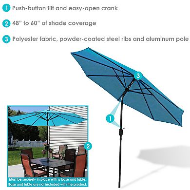 Sunnydaze 9 ft Aluminum Patio Umbrella with Tilt and Crank - Turquoise