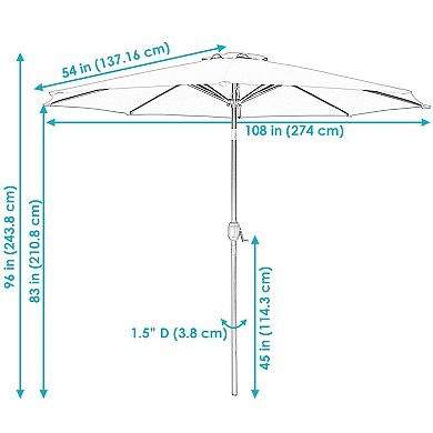 Sunnydaze 9 ft Aluminum Patio Umbrella with Tilt and Crank - Turquoise