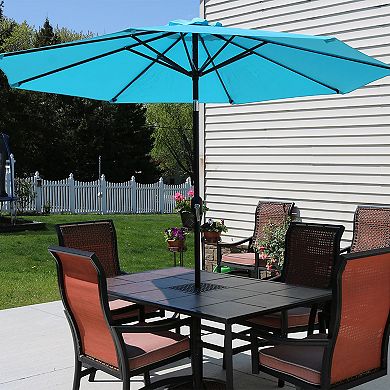 Sunnydaze 9 ft Aluminum Patio Umbrella with Tilt and Crank - Turquoise