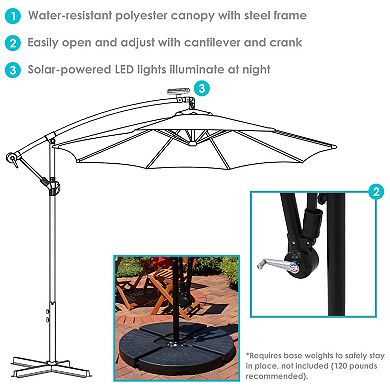 Sunnydaze 9.5 ft Solar Cantilever Offset Patio Umbrella - Emerald