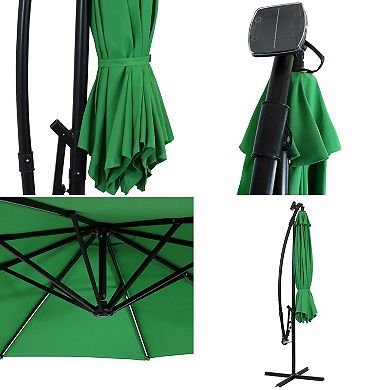 Sunnydaze 9.5 ft Solar Cantilever Offset Patio Umbrella - Emerald