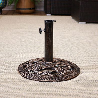 Sunnydaze 16" Rose Blossom Cast Iron Patio Umbrella Base