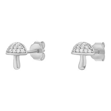 PRIMROSE Sterling Silver Cubic Zirconia Mushroom Stud Earrings