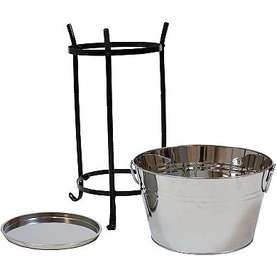 Sunnydaze Stainless Steel Ice Bucket Cooler with Stand and Tray