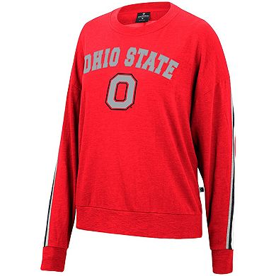 Women's Colosseum Heathered Scarlet Ohio State Buckeyes Team Oversized Pullover Sweatshirt