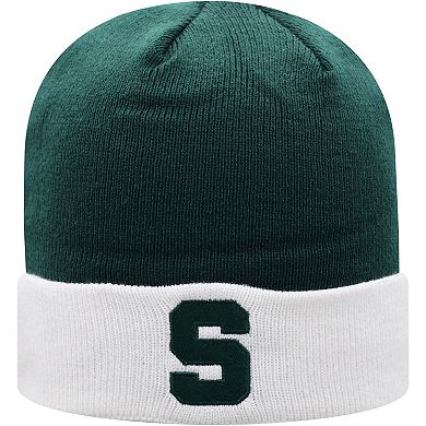 Men's Top of the World Green/White Michigan State Spartans Core 2-Tone Cuffed Knit Hat