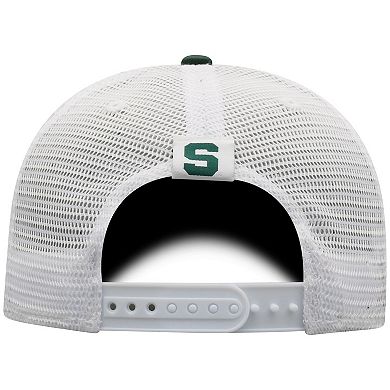 Men's Top of the World Green/White Michigan State Spartans Trucker Snapback Hat