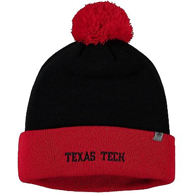 Men's Top of the World Black/Red Texas Tech Red Raiders Core 2-Tone Cuffed Knit Hat with Pom