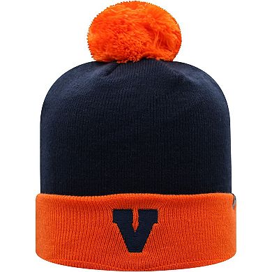 Men's Top of the World Navy/Orange Virginia Cavaliers Core 2-Tone Cuffed Knit Hat with Pom