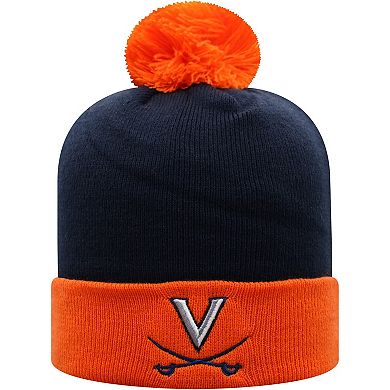 Men's Top of the World Navy/Orange Virginia Cavaliers Core 2-Tone Cuffed Knit Hat with Pom