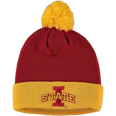 Men's Top of the World Cardinal/Gold Iowa State Cyclones Core 2-Tone Cuffed Knit Hat with Pom