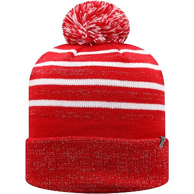 Women's Top of the World Scarlet Nebraska Huskers Shimmering Cuffed Knit Hat with Pom