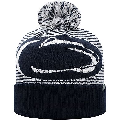 Men's Top of the World Navy Penn State Nittany Lions Line Up Cuffed Knit Hat with Pom