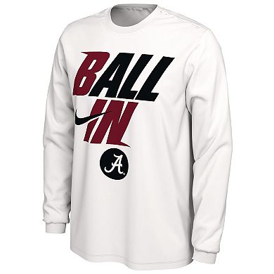 Men's Nike White Alabama Crimson Tide Ball In Bench Long Sleeve T-Shirt