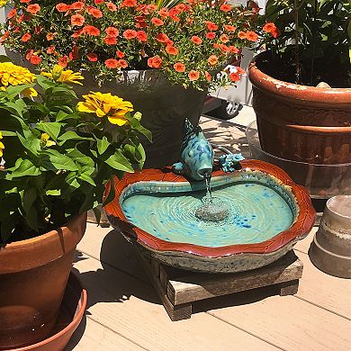 Sunnydaze Fish Glazed Ceramic Outdoor Water Fountain
