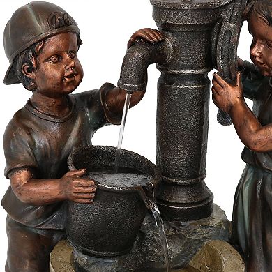 Sunnydaze Jack and Jill at Water Pump and Well Water Fountain - 24 in
