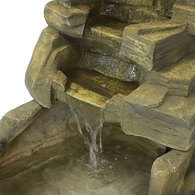 Sunnydaze Fiberglass Electric Outdoor Stone Waterfall Fountain - 37 in