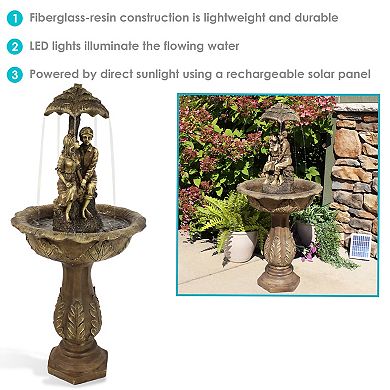 Sunnydaze Lovers Umbrella Solar Fountain with Battery/LED Lights - 43 in