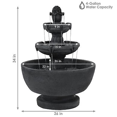 Sunnydaze Budding Fruition Polyresin Outdoor 3-Tier Water Fountain