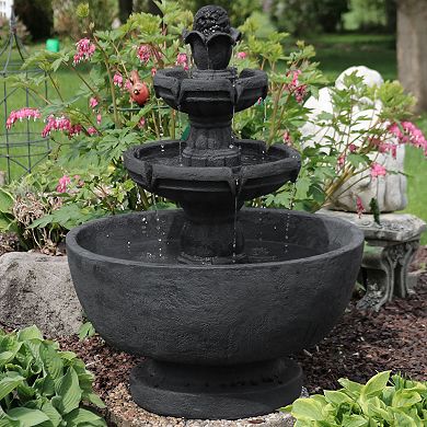 Sunnydaze Budding Fruition Polyresin Outdoor 3-Tier Water Fountain