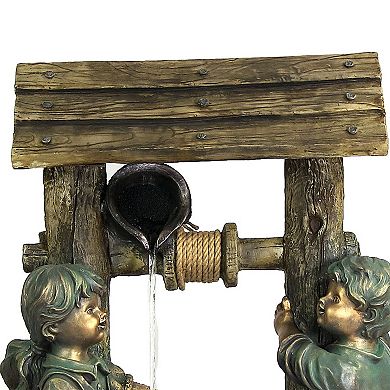 Sunnydaze Children at the Well Water Fountain with LED Lights - 39 in