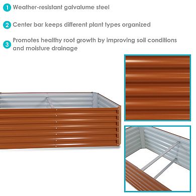 Sunnydaze Galvalume Steel Rectangle Raised Garden Bed - Brown - 71 in