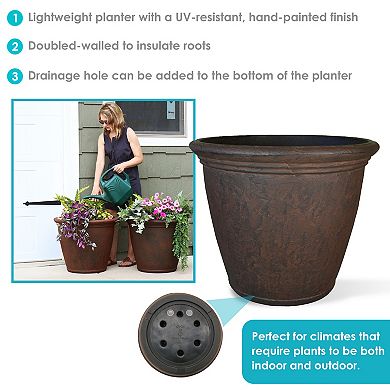 Sunnydaze 24 in Anjelica Polyresin Planter with UV-Resistance - Rust