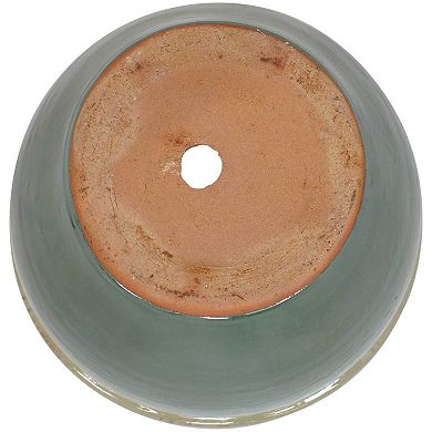 Sunnydaze 12 in Chalet Glazed Ceramic Planter - Seafoam - Set of 2