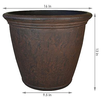 Sunnydaze 16 in Anjelica Unbreakable Polyresin Planter - Rust - Set of 4