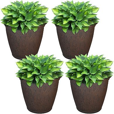 Sunnydaze 16 in Anjelica Unbreakable Polyresin Planter - Rust - Set of 4