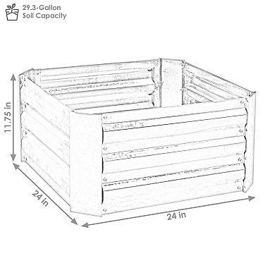 Sunnydaze Galvanized Steel Square Raised Garden Bed - 24 in - Dark Gray