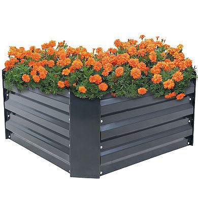 Sunnydaze Galvanized Steel Square Raised Garden Bed - 24 in - Dark Gray