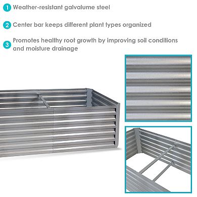 Sunnydaze Galvalume Steel Rectangle Raised Garden Bed - Silver - 71 in