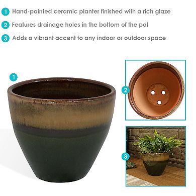 Sunnydaze Resort Indoor/Outdoor Glazed Ceramic Planter - 13"