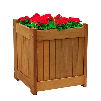 Sunnydaze Meranti Wood Indoor/Outdoor Decorative Square Planter Box - 16 in