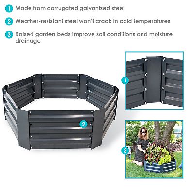 Sunnydaze Galvanized Steel Hexagon Raised Garden Bed - 40 in - Dark Gray