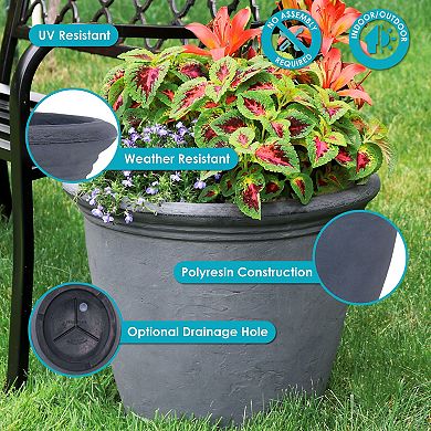 Sunnydaze 20 in Anjelica Polyresin Planter with UV-Resistance - Slate