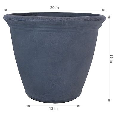 Sunnydaze 20 in Anjelica Polyresin Planter with UV-Resistance - Slate