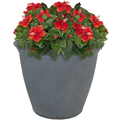 Sunnydaze 20 in Anjelica Polyresin Planter with UV-Resistance - Slate