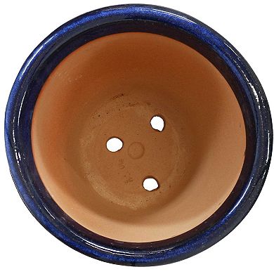 Sunnydaze 15 in Studio High-Fired Glazed Ceramic Planter - Imperial Blue